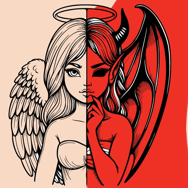 realistic angel half demon