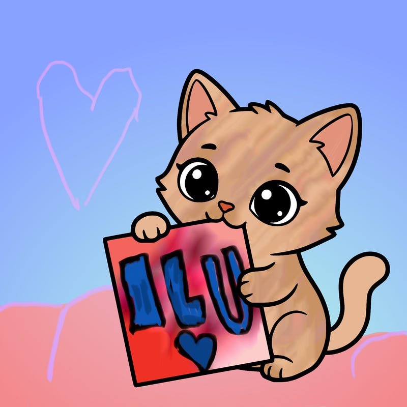 a small cat with a blank sheet of paper in its hand. the cat is sooooooo cute!