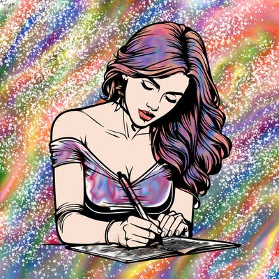 realistic female writing poetry