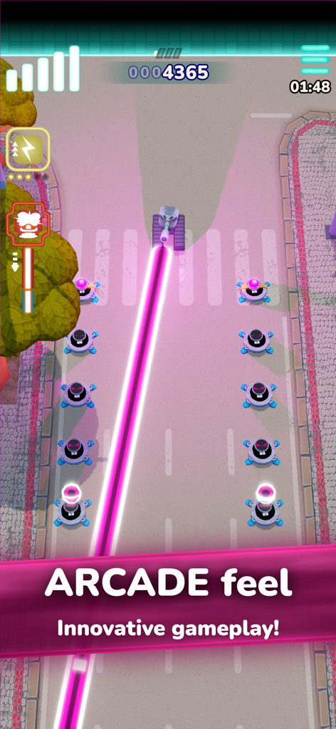 Captura de pantalla de Magenta Arcade II que muestra controles táctiles innovadores y jugabilidad arcade.