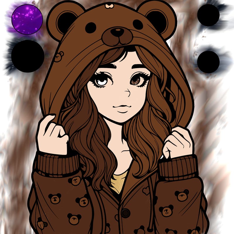 realistic girl in a animal pjs hoodie