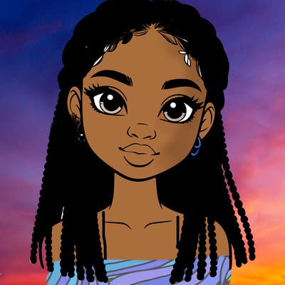 a realistic black girl with braids
