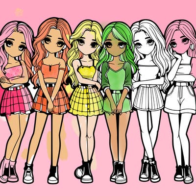 a group of girls realistic