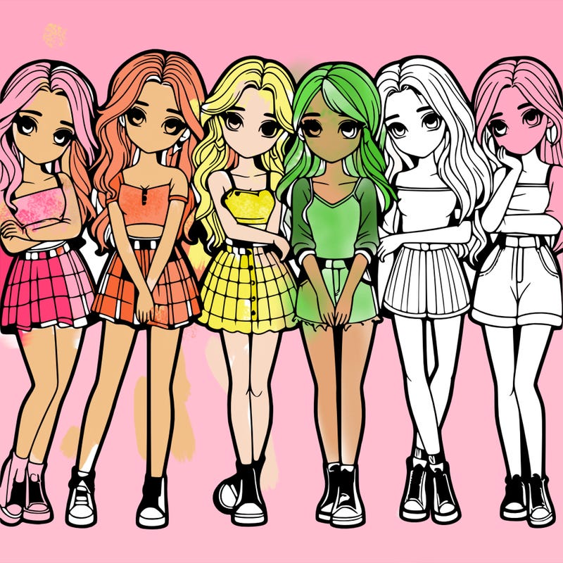 a group of girls realistic