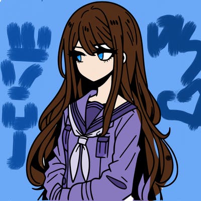 a girl with long hair moody jacket manga