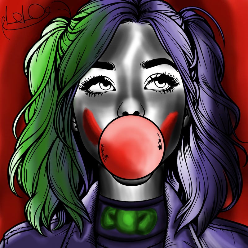 realististic girl blowing bubble -gum