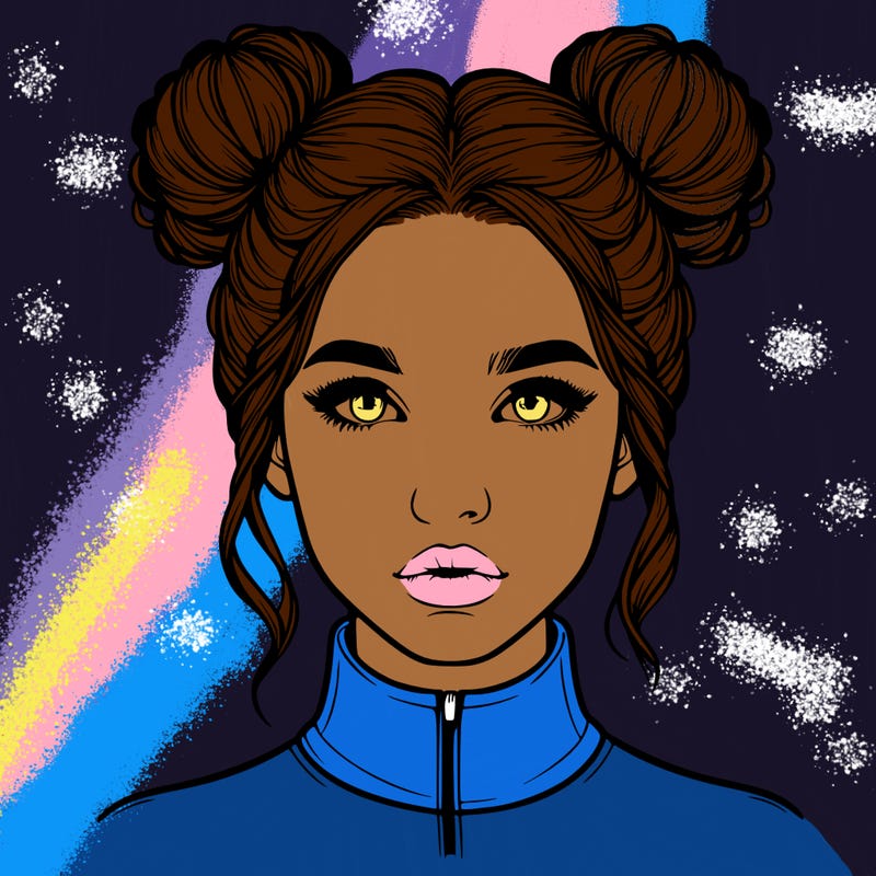 realistic woman that has space buns