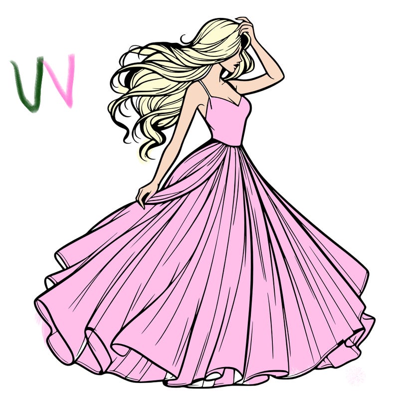 realistic woman with dress flowing in the wind