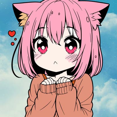 shy anime catgirl