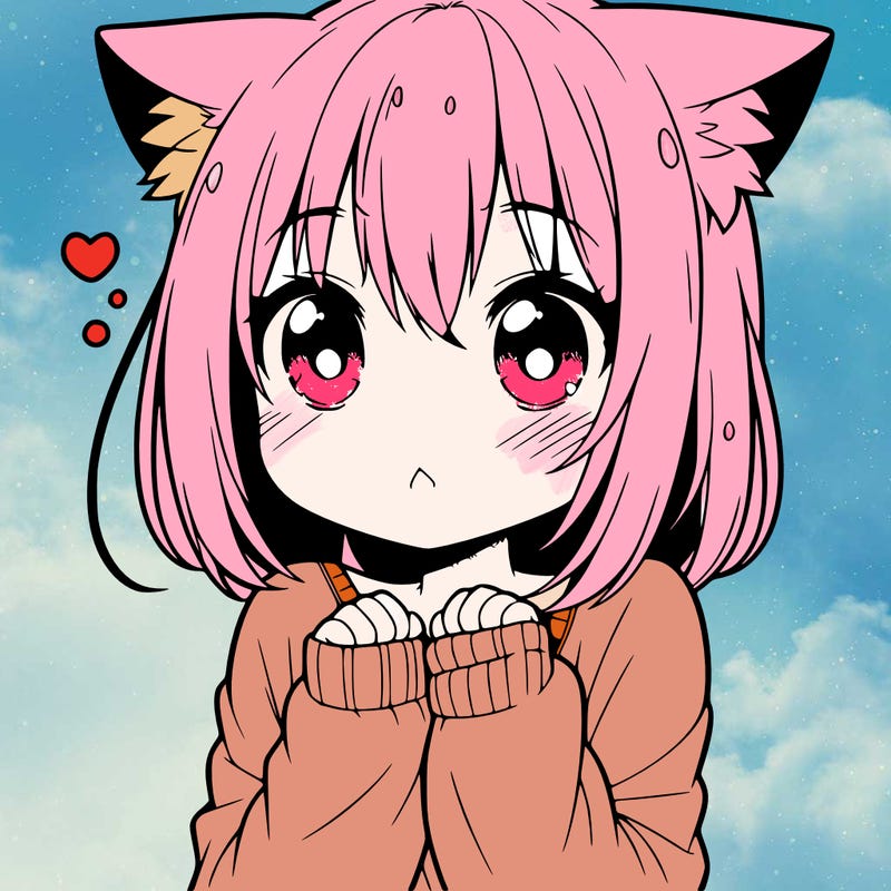 shy anime catgirl