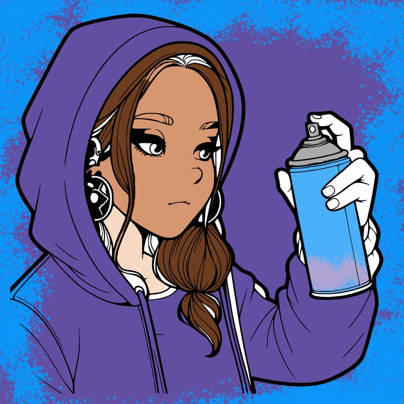 a realistic girl, spray painting