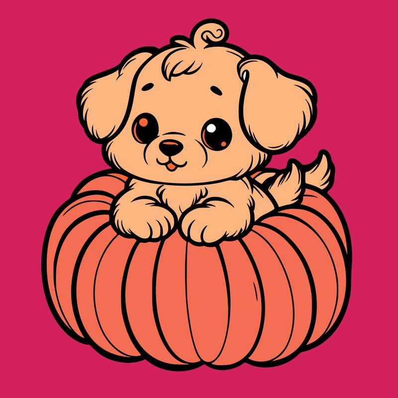 cute little puppy in a pumpkin