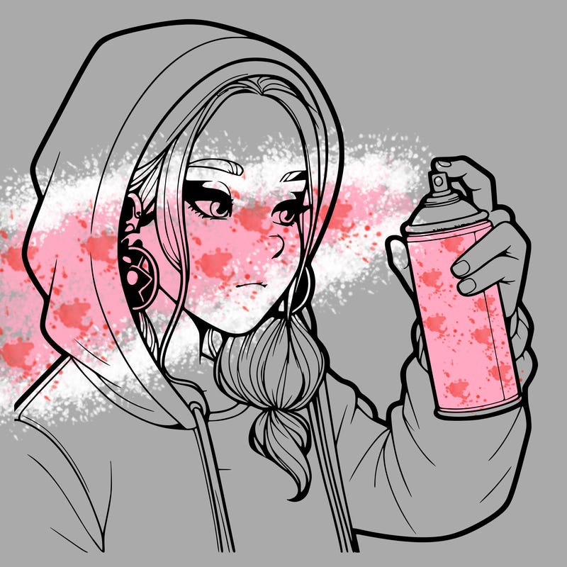 a realistic girl, spray painting