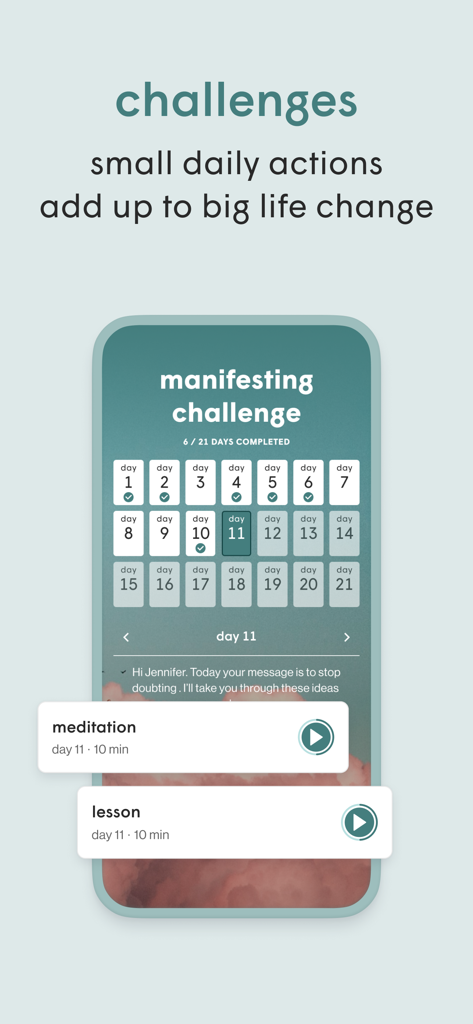 Gabby - Coaching & Meditation - 21-day manifesting challenge progress tracker in the Gabby coaching app