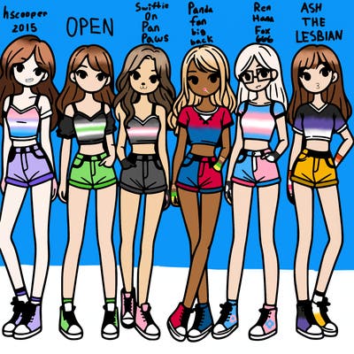 a group of girls wearing crop tops and shorts