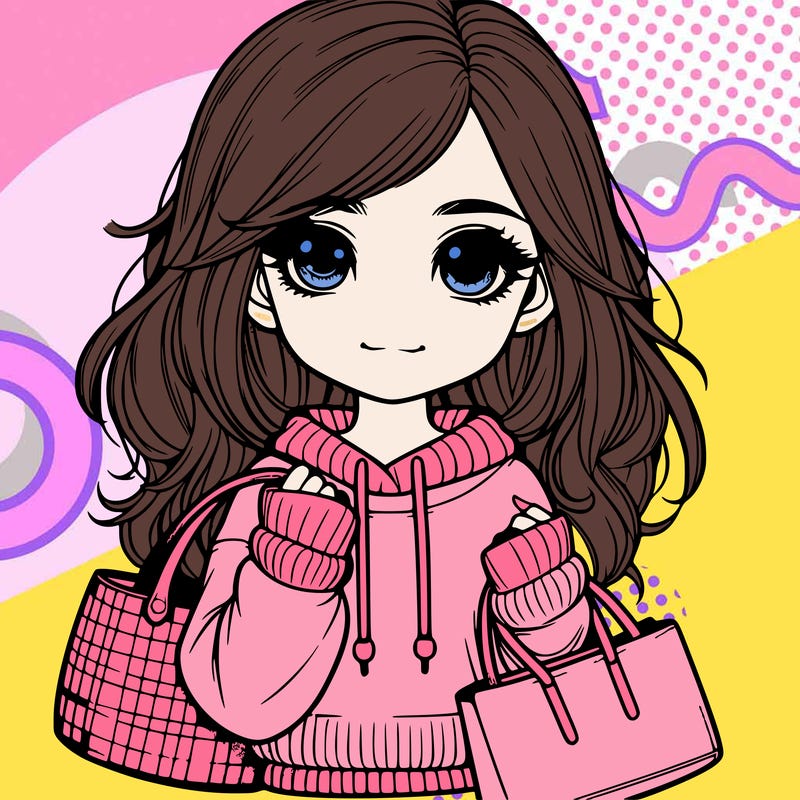 realistic girl with bags