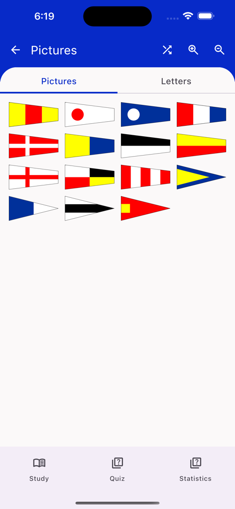 Nautical Flags Helper - A gallery of international maritime signal flags within the Nautical Flags Helper app