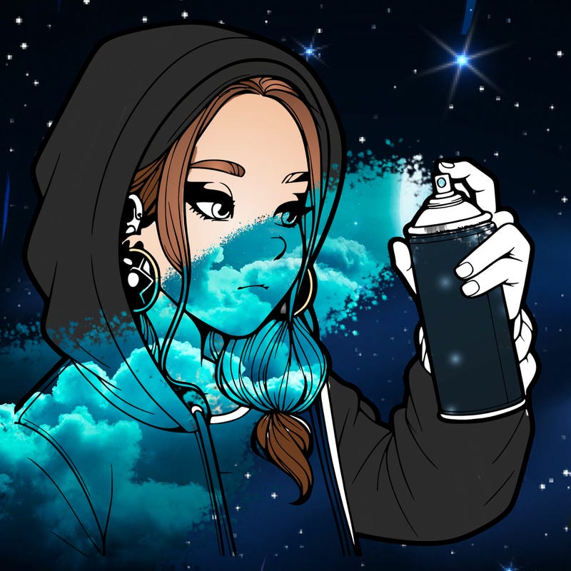 a realistic girl, spray painting