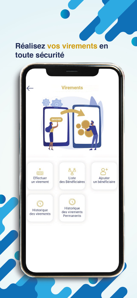NSIA Banque Direct - NSIA Banque Direct mobile app screen for secure money transfers and beneficiary management