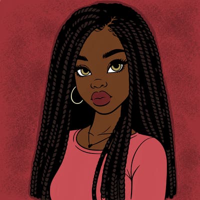 a realistic black girl with braids