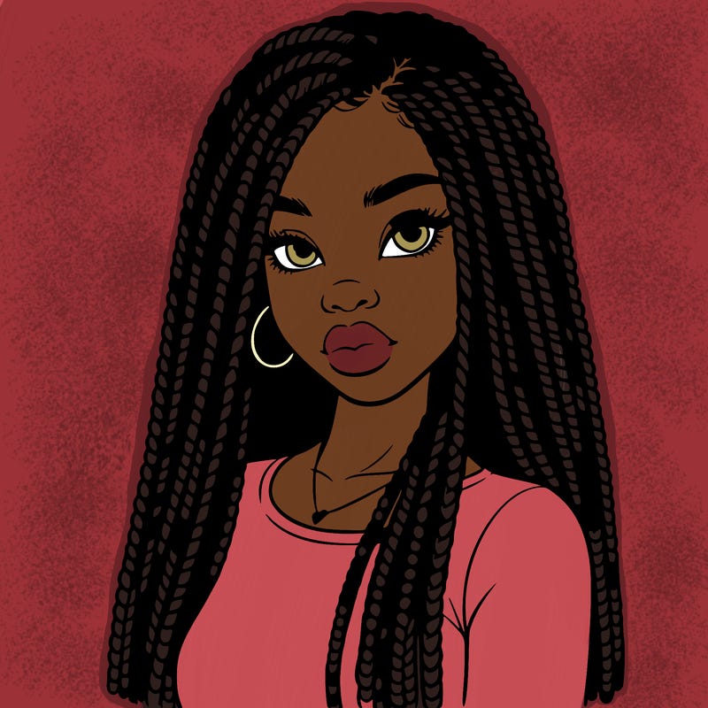 a realistic black girl with braids