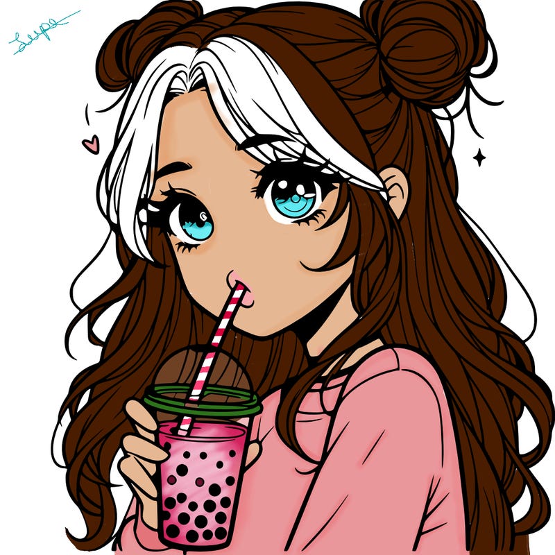 pretty realistic girl drinking boba