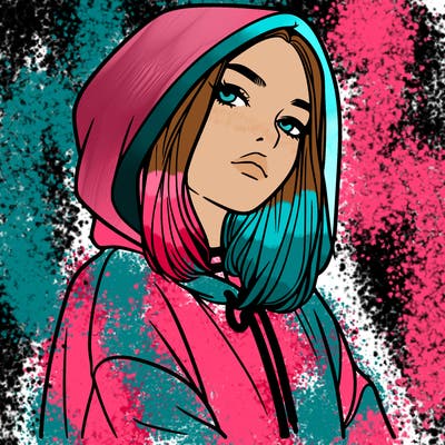 a realistic girl in a hoodie