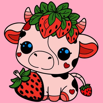 cute strawberry cow