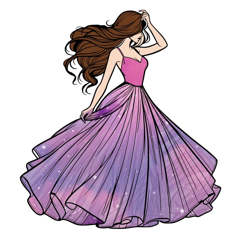 realistic woman with dress flowing in the wind