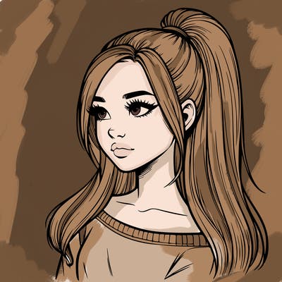 realistic girl with a high ponytail