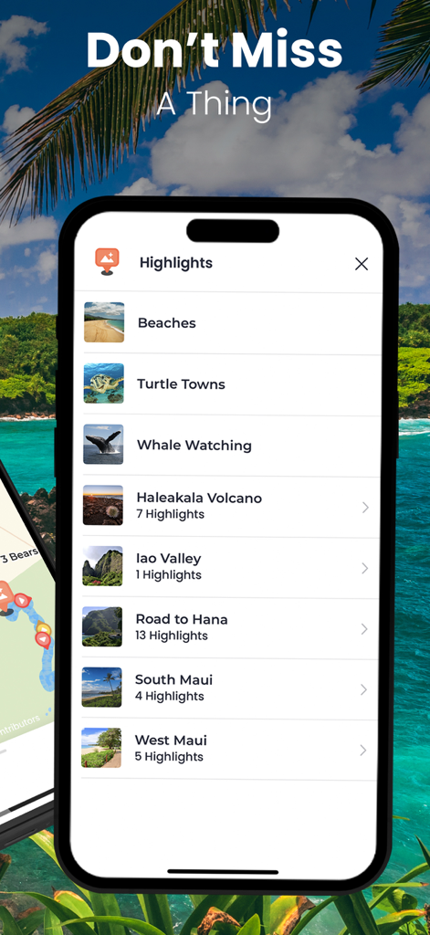 Maui GyPSy Guide Driving Tour - Maui GyPSy Guide app showing tour highlights including Road to Hana and Haleakala Volcano