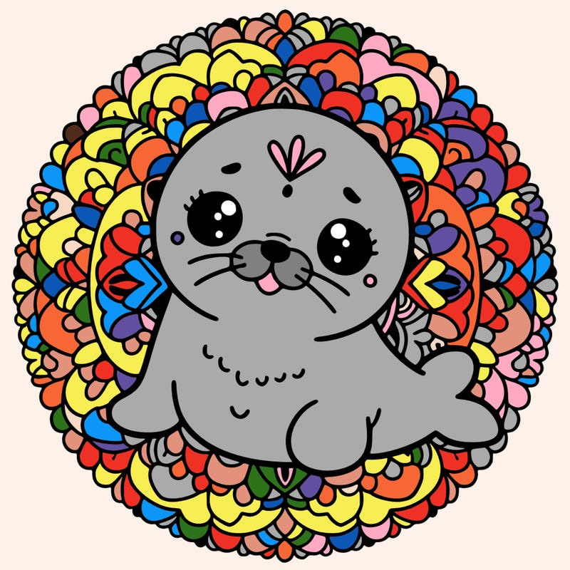 a cute baby seal mandala