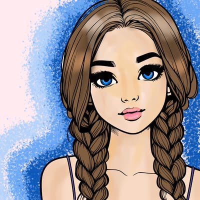 realistic girl with braids