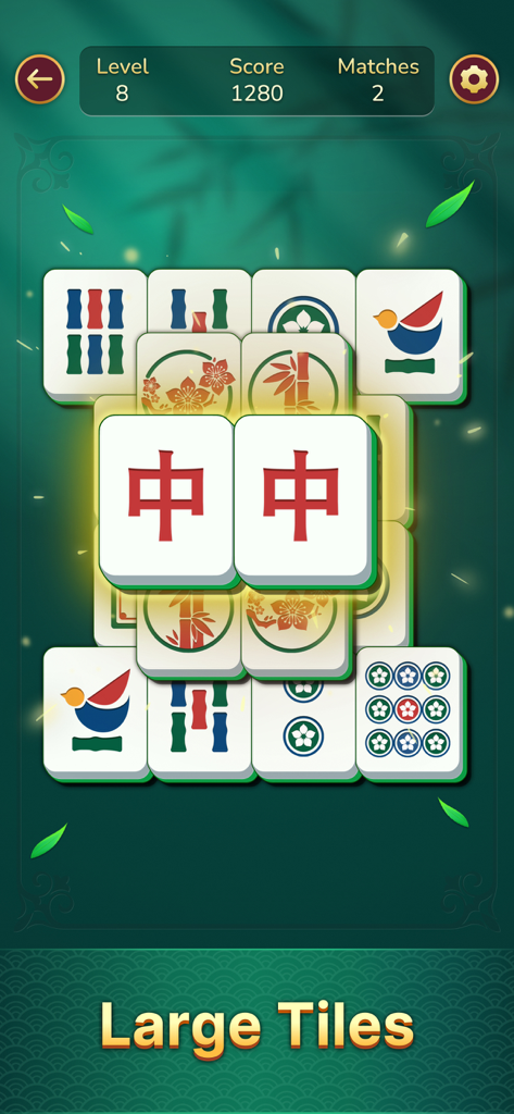 Jolly Mahjong - Jolly Mahjong gameplay showing the large tiles feature for easy visibility