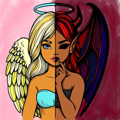 realistic angel half demon