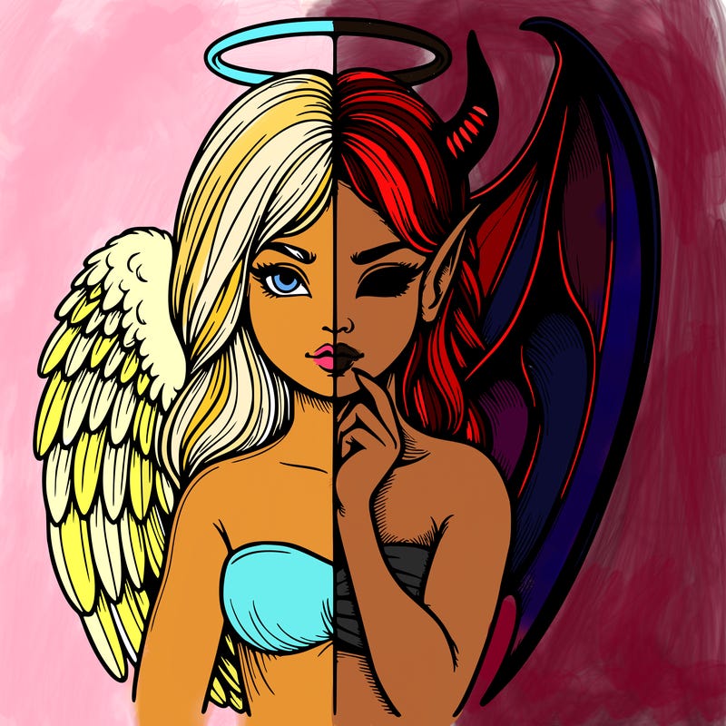 realistic angel half demon