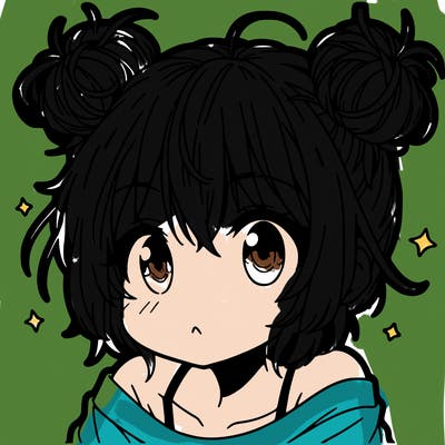 a manga girl with messy small buns