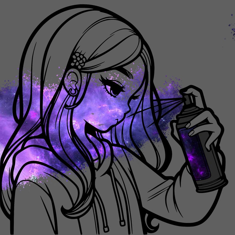 a realistic girl spray painting