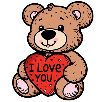 teddy bear holding an i love you heart