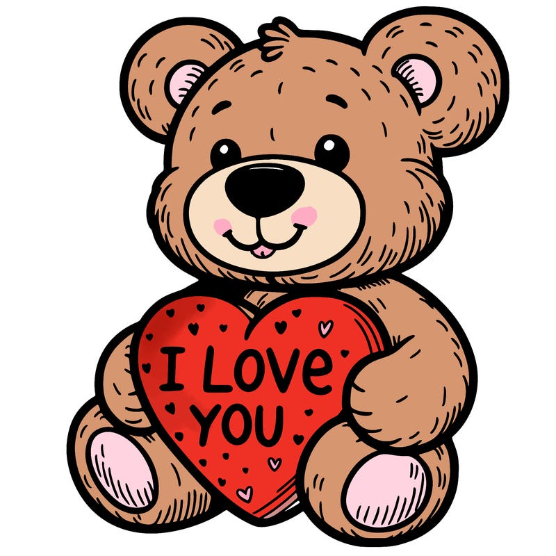 teddy bear holding an i love you heart