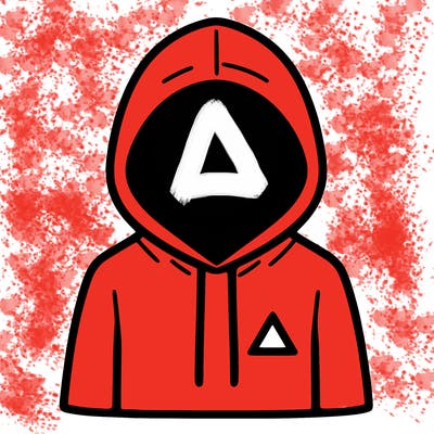 a person with non face waering a hoodie with a small triangle symbol