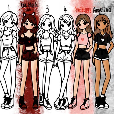 a group of girls wearing crop tops and shorts