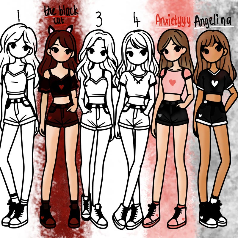 a group of girls wearing crop tops and shorts