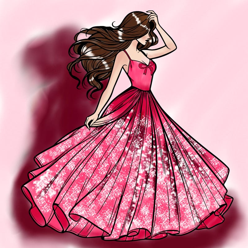 realistic woman with dress flowing in the wind