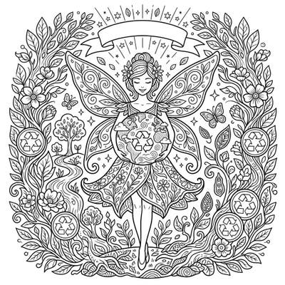 Embark on an eco-friendly artistic journey with our enchanting Sugar Plum Fairy, depicted as a graceful guardian of the Earth. This intricate coloring page beautifully merges fantasy with a vital message of environmental care, perfect for celebrating Earth Day.