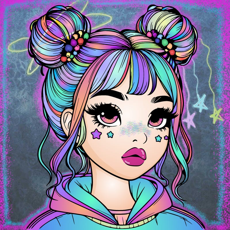 realistic girl with space buns