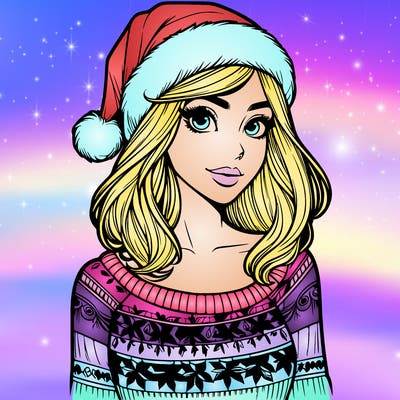realistic lady in a christmas sweater