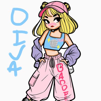 girl in crop top and baggy pants