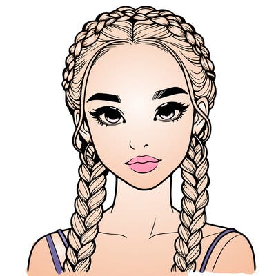 realistic girl with braids