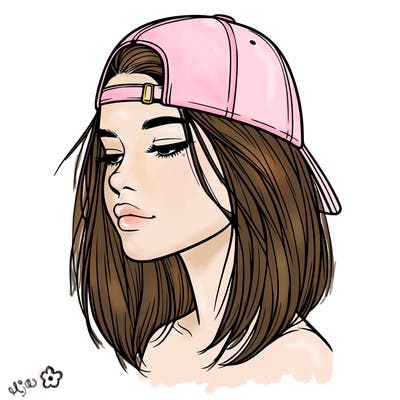 realistic  girl with a backwards hat